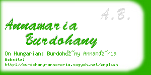 annamaria burdohany business card